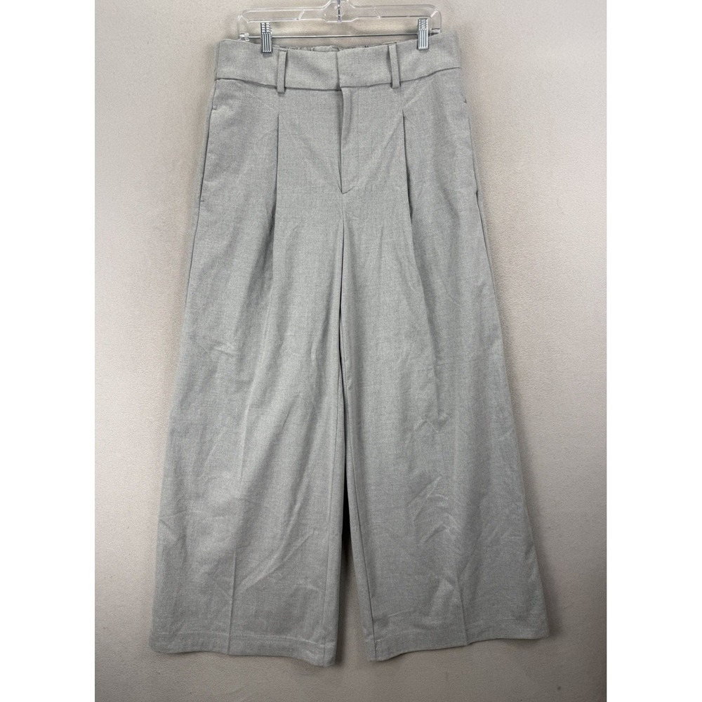 Banana Republic Gray Wide Leg Pleated‎ Career Pants Womens 12 Viscose Blend